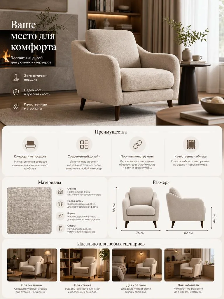 Rich-контент для кресла в интерьере